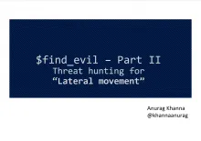 $find_evil - Part II Threat hunting for "Lateral Movement" - Anurag Khanna